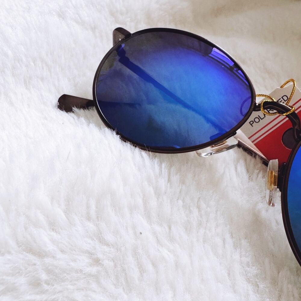 Brielle Bright Blue Polarized Mirrored Sunglasses - Picture 2 of 14